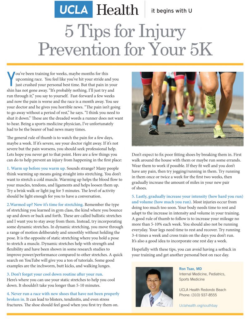 UCLA Health Tips: 5K Tips for Injury Prevention for Your 5K